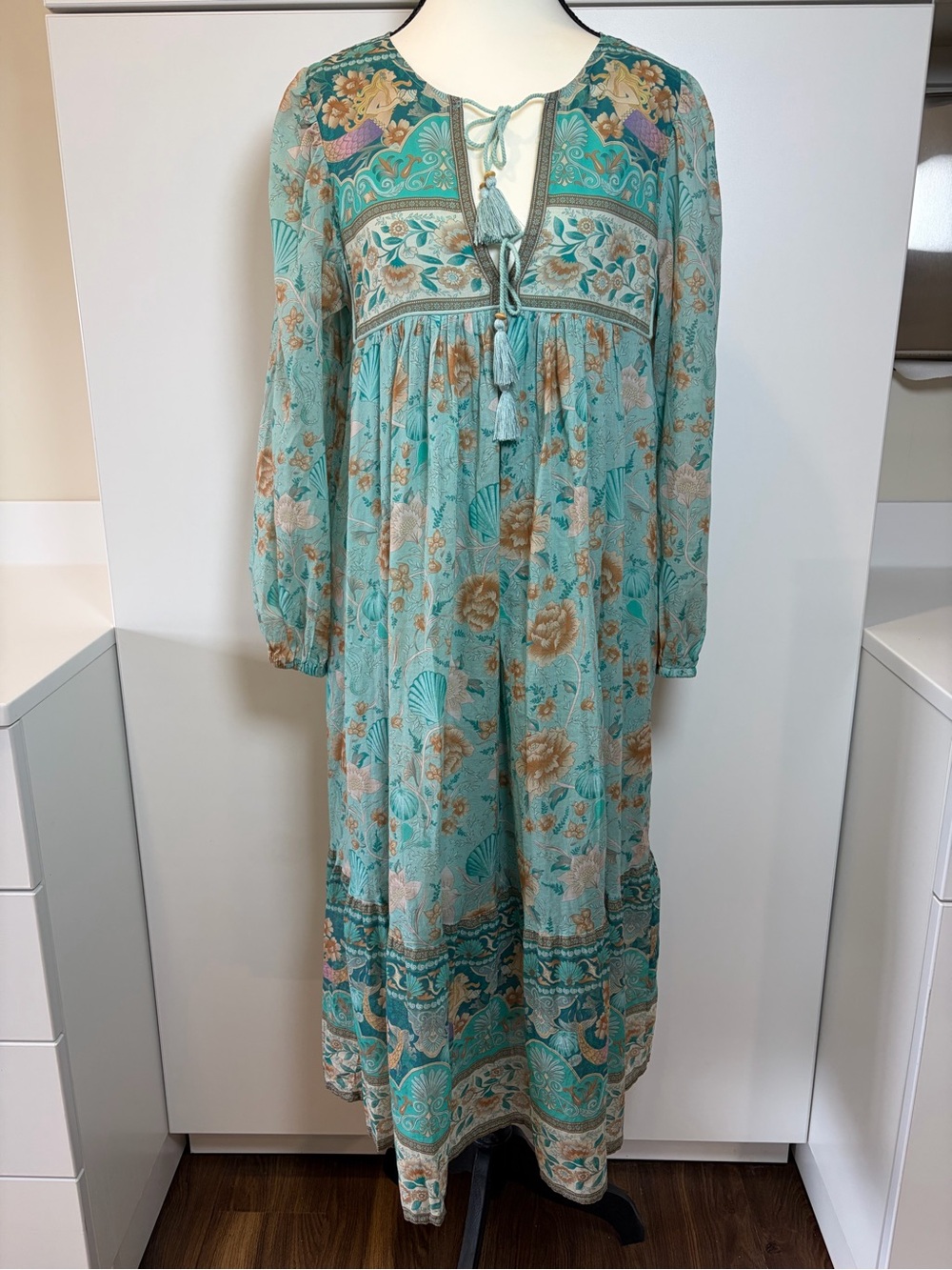 🔮SPELL & THE GYPSY COLLECTIVE SEASHELL MERMAID BOHO DRESS - SEAFOAM - Picture 4 of 13